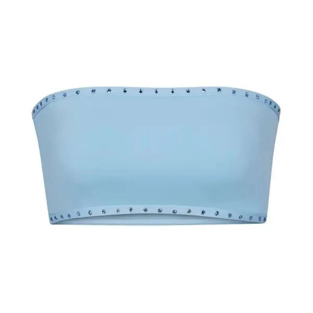 Skims Rhinestone Bandeau Bikini Top Blue Size 2X
